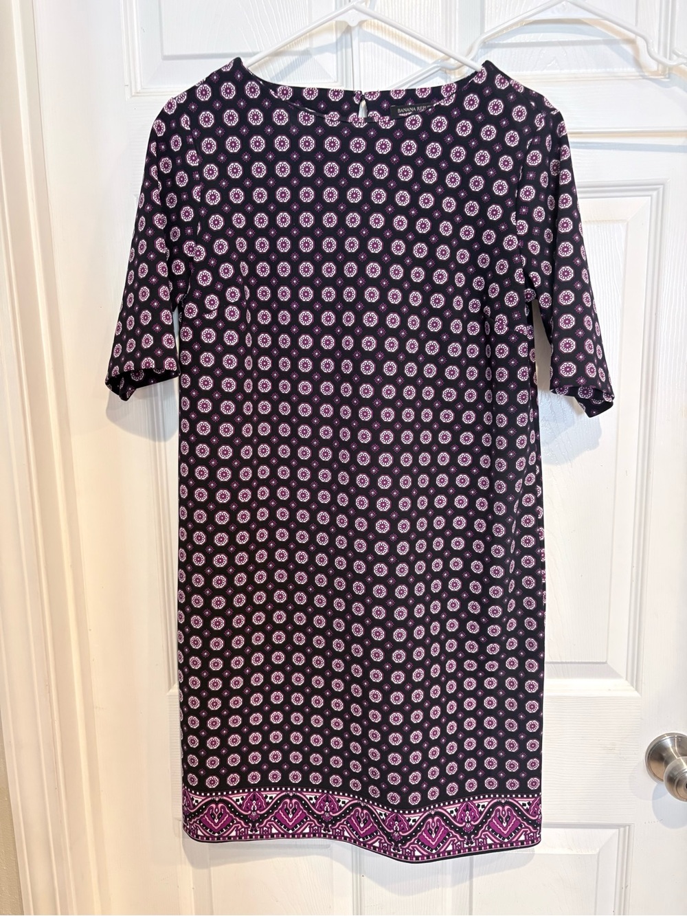 Banana Republic Black Dress with Pink Motif Midi